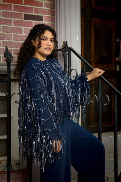 Black swan jumbsuit in dark blue