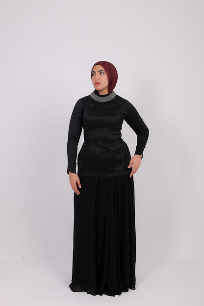 Nova taffeta dress in black