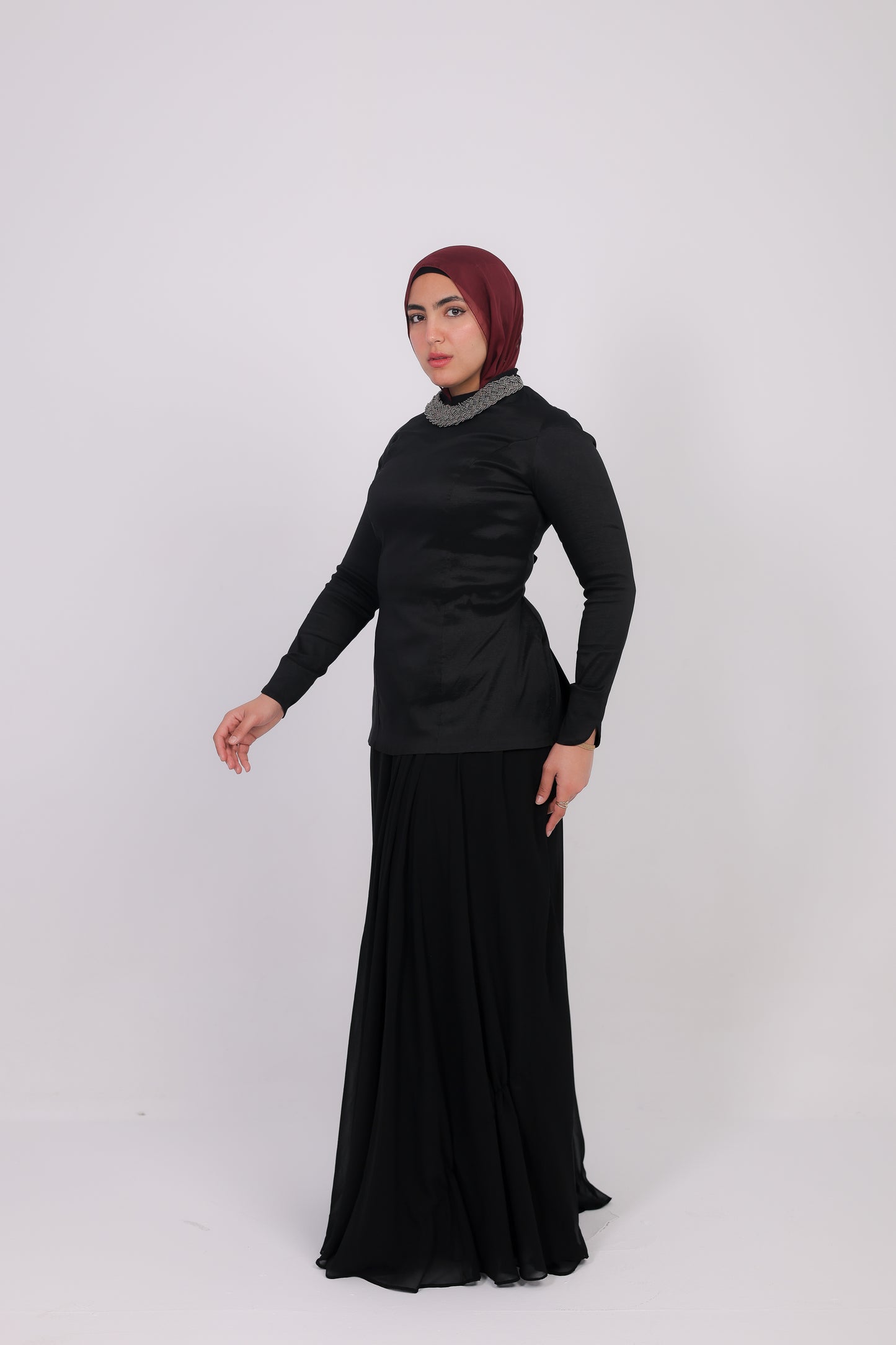 Nova taffeta dress in black