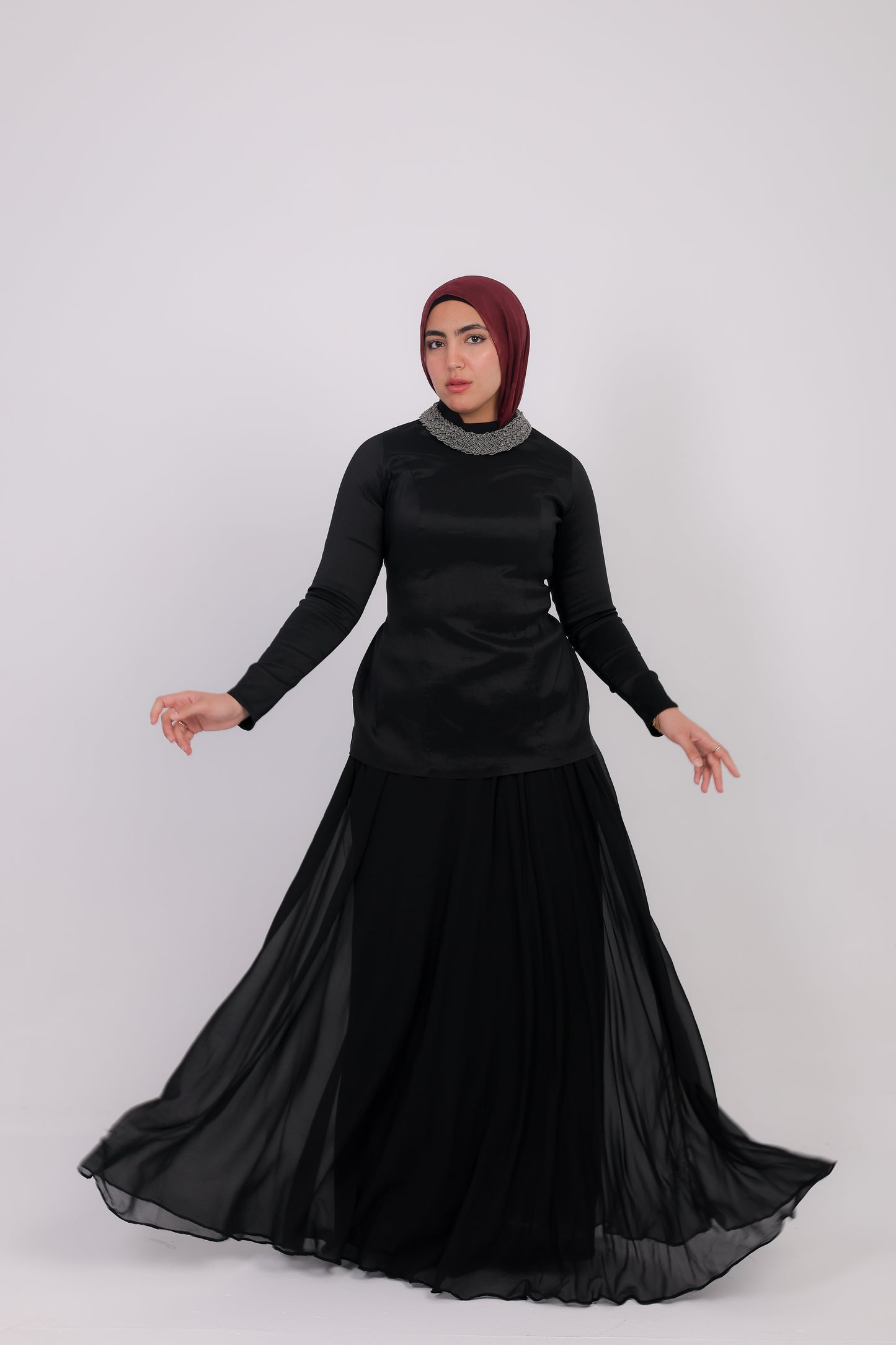 Nova taffeta dress in black