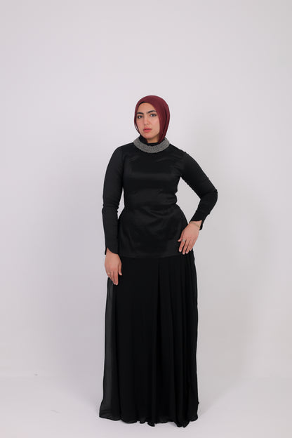 Nova taffeta dress in black