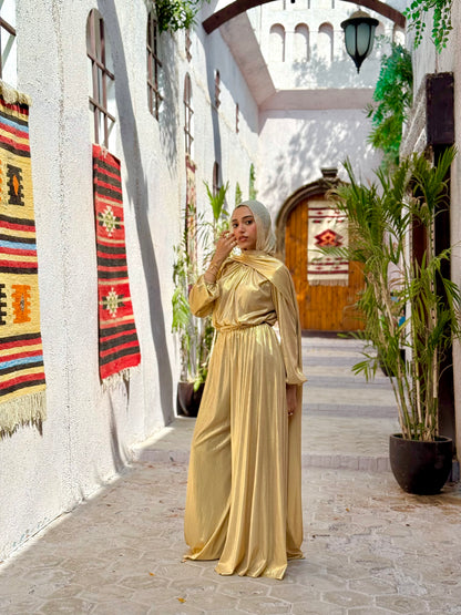 Radiance metallic jumpsuit in gold