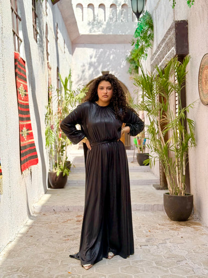 Radiance metallic jumpsuit in black