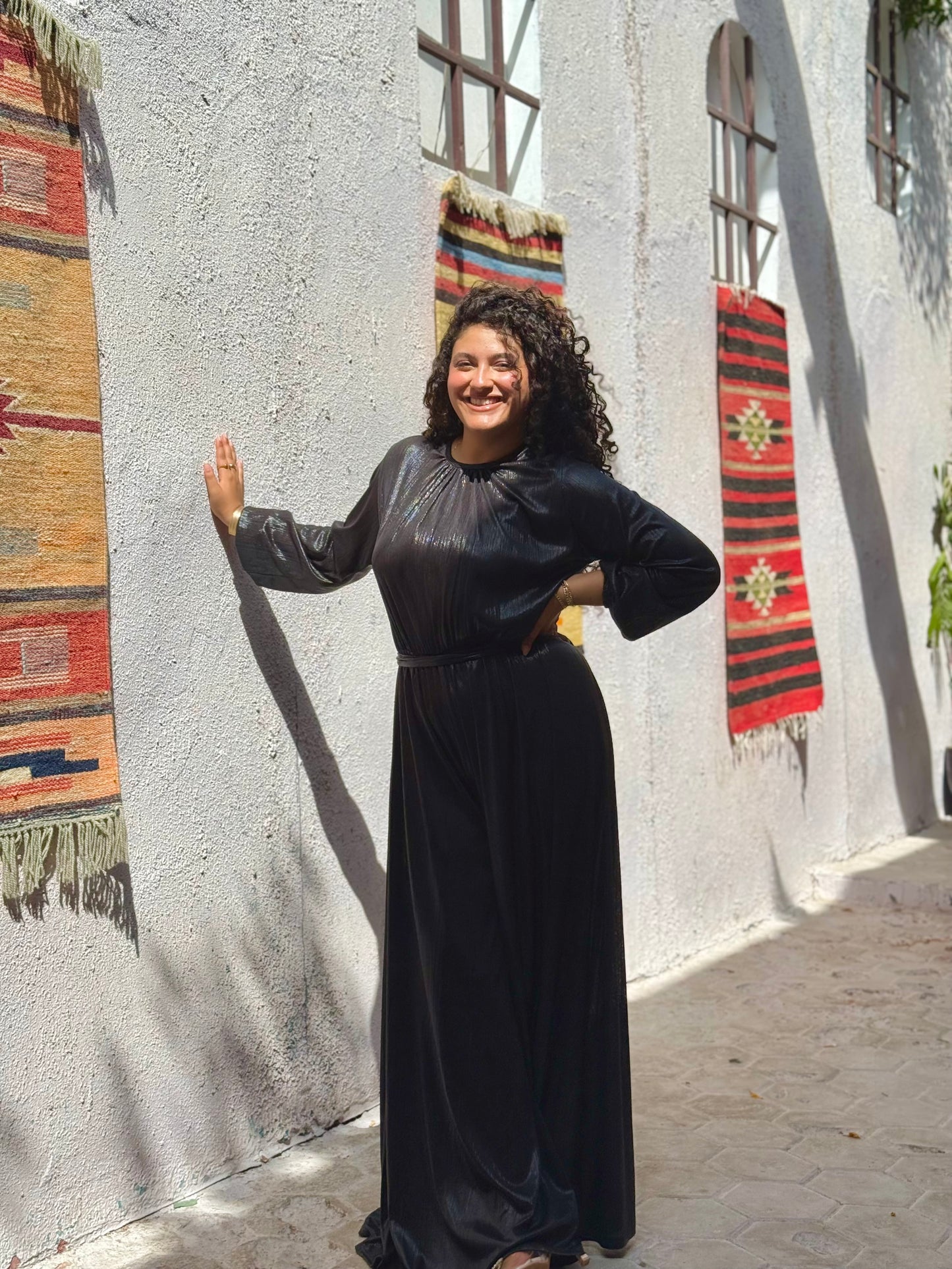 Radiance metallic jumpsuit in black