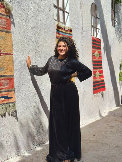 Radiance metallic jumpsuit in black