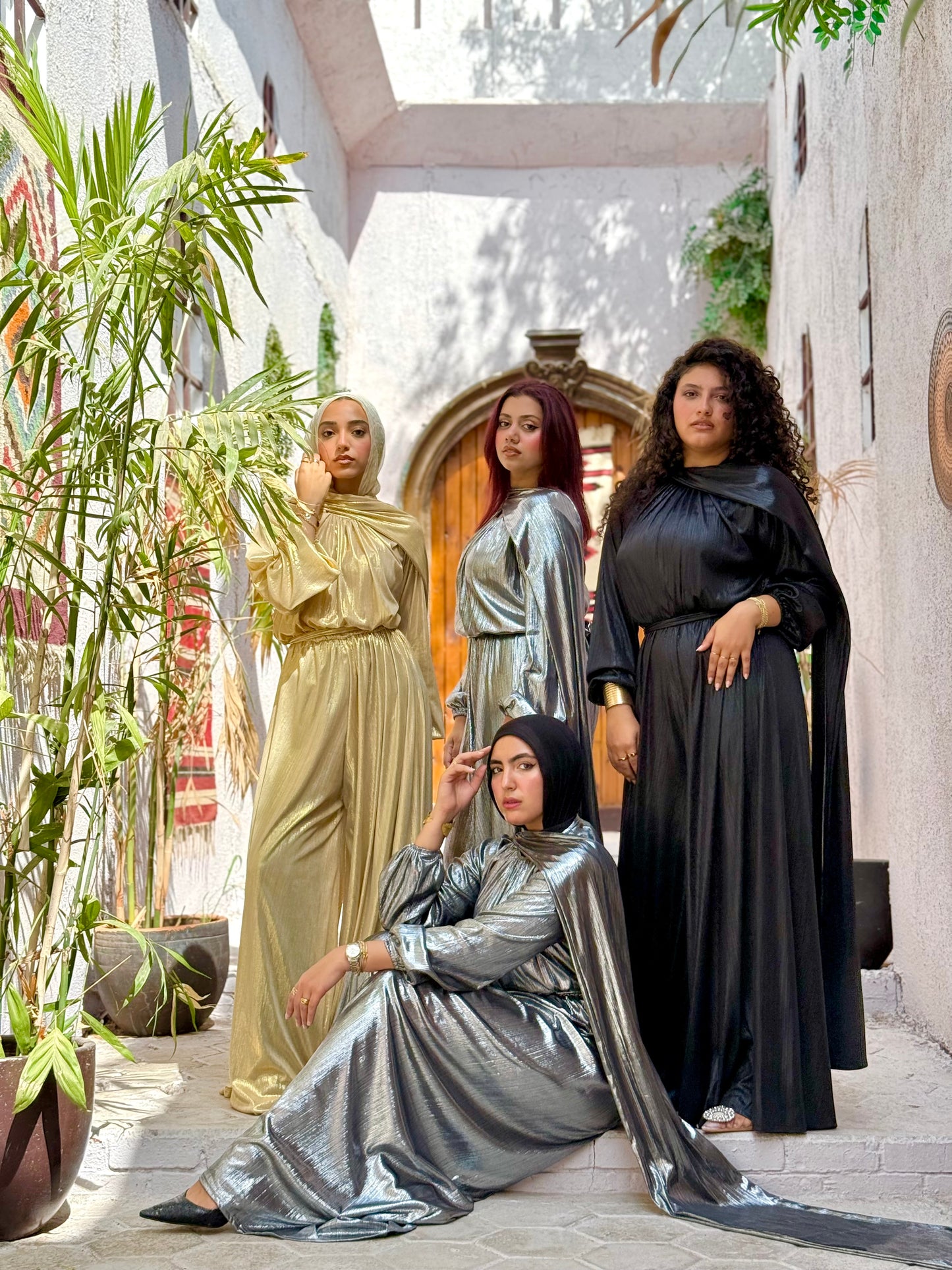 Radiance metallic jumpsuit in black