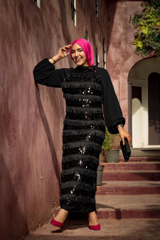 Cascade fringes dress