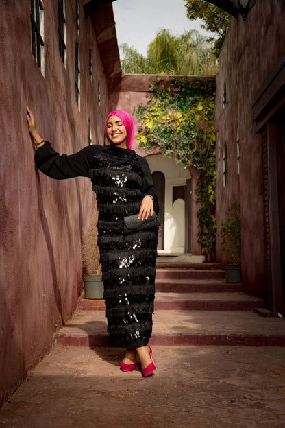 Cascade fringes dress